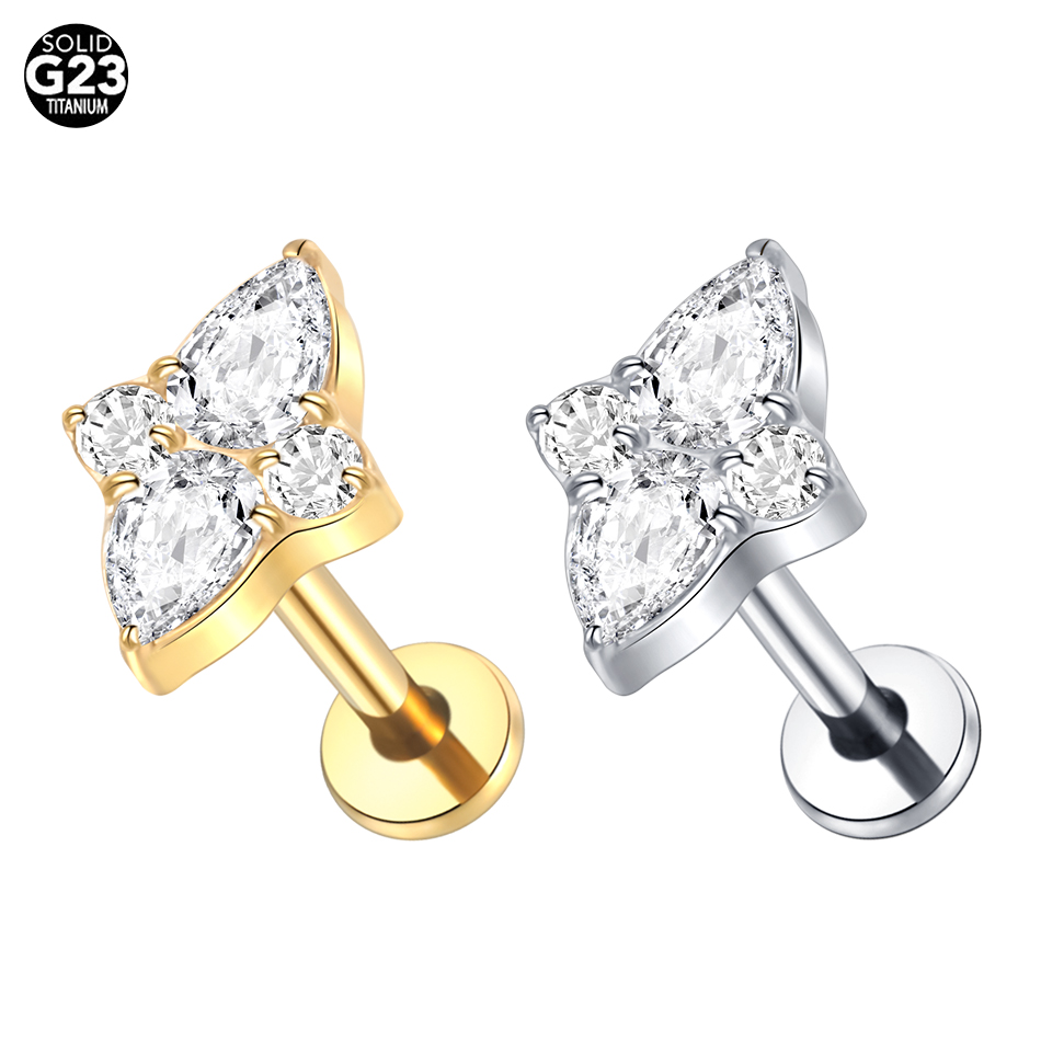 Body Jewelry Trend - 1Pc Titanium Labret Lip Stud Gold