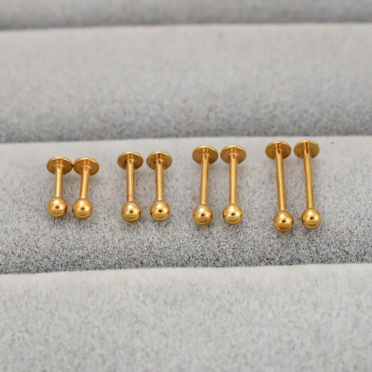 Body Jewelry Trend - 6/8/10/12mm Stainless Steel Golden Ball Labret