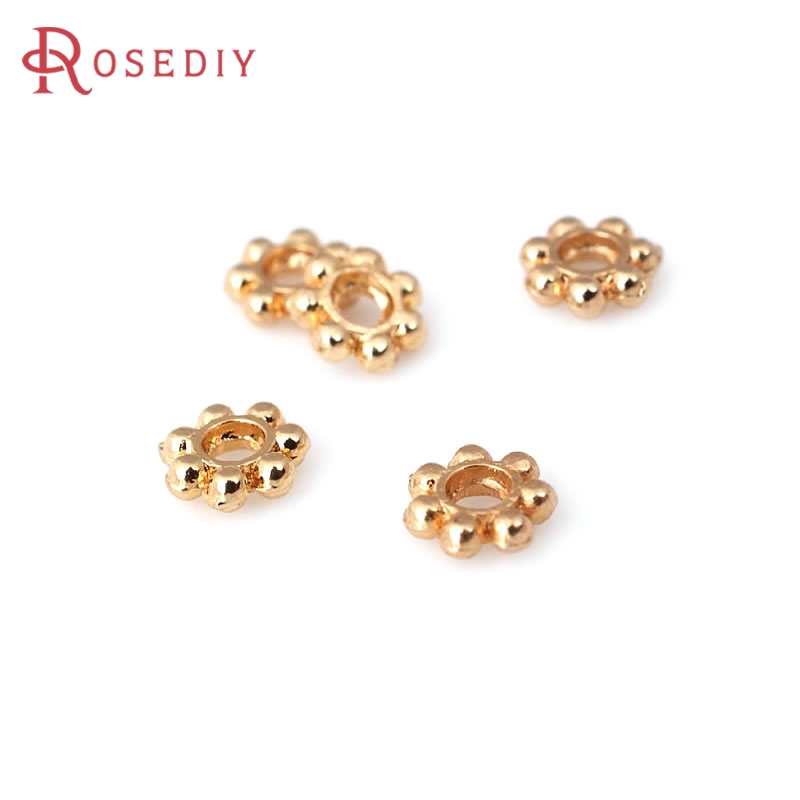 Body Jewelry High Quality - 18K Gold Color Brass Flower Spacer