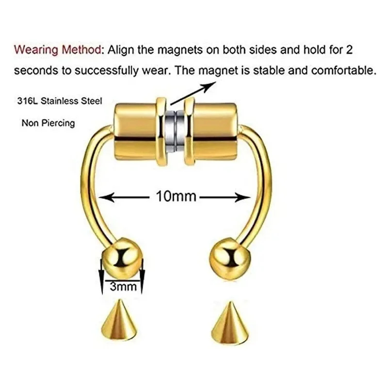 1/2/3Pcs Fake Magnetic Nose Ri - đánh giá và giá Body Jewelry Septum
