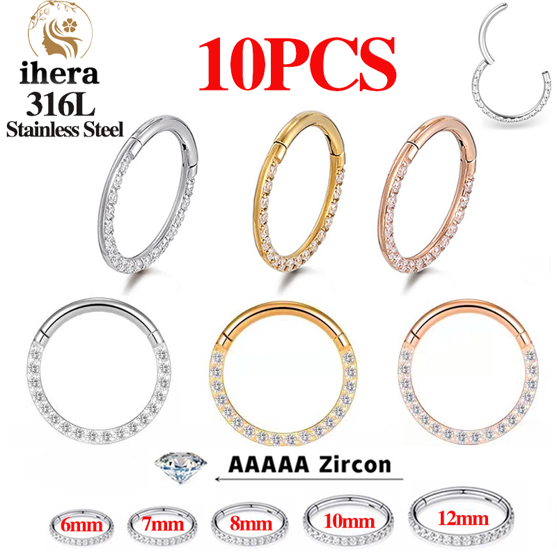 10PC Thép Không Gỉ Mũi Nhẫn CZ - đánh giá và giá Body Jewelry Septum