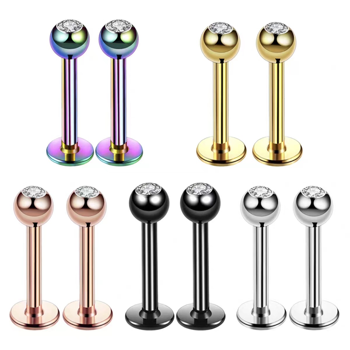 16G Surgical Steel Ball Top CZ - đánh giá và giá Body Jewelry Septum